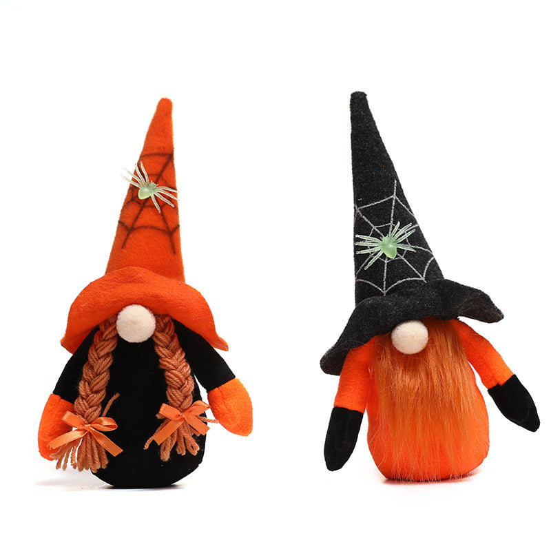 New Halloween decorations green spider Rudolph dwarf doll ghost festival faceless doll decoration - Vintage tees for Women