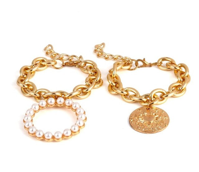 Exaggerated Charm Pearl Crab Pendant Bracelet | Cuff Bracelets Bangles Female Gifts - Vintage tees for Women