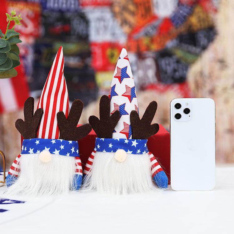 American Independence Day National Day Lighting Faceless Old Man Plush Dwarf Cross-border Rudolph Decorations Children's Gifts - Vintage tees for Women