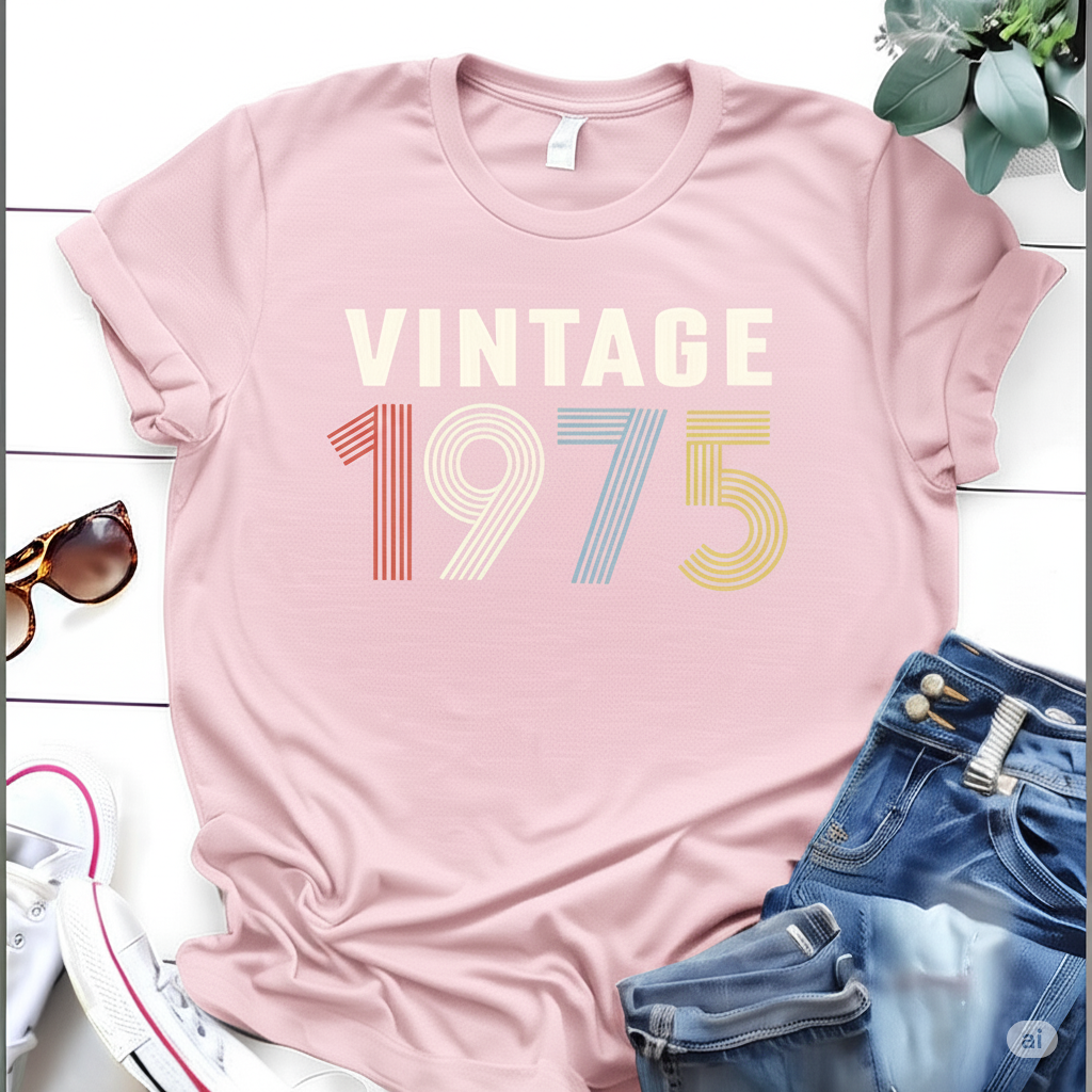 Vintage 1975 Birthday T Shirt | Birthday Party T-Shirt  | Unisex T-Shirts