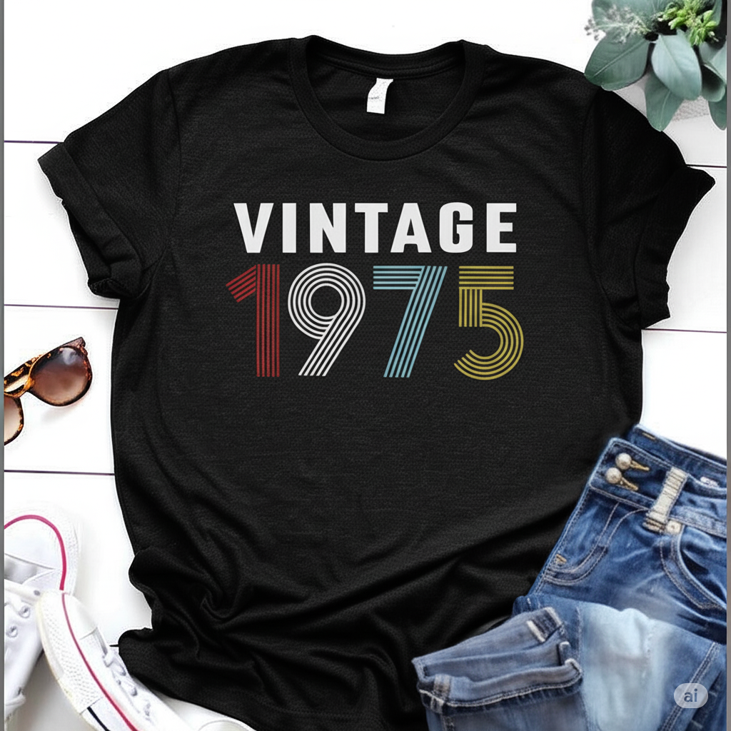 Vintage 1975 Birthday T Shirt | Birthday Party T-Shirt  | Unisex T-Shirts