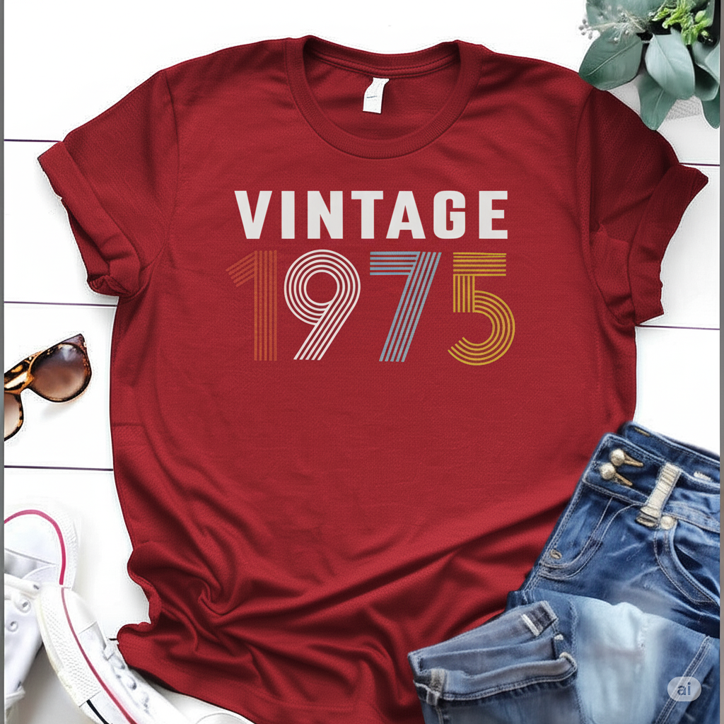 Vintage 1975 Birthday T Shirt | Birthday Party T-Shirt  | Unisex T-Shirts