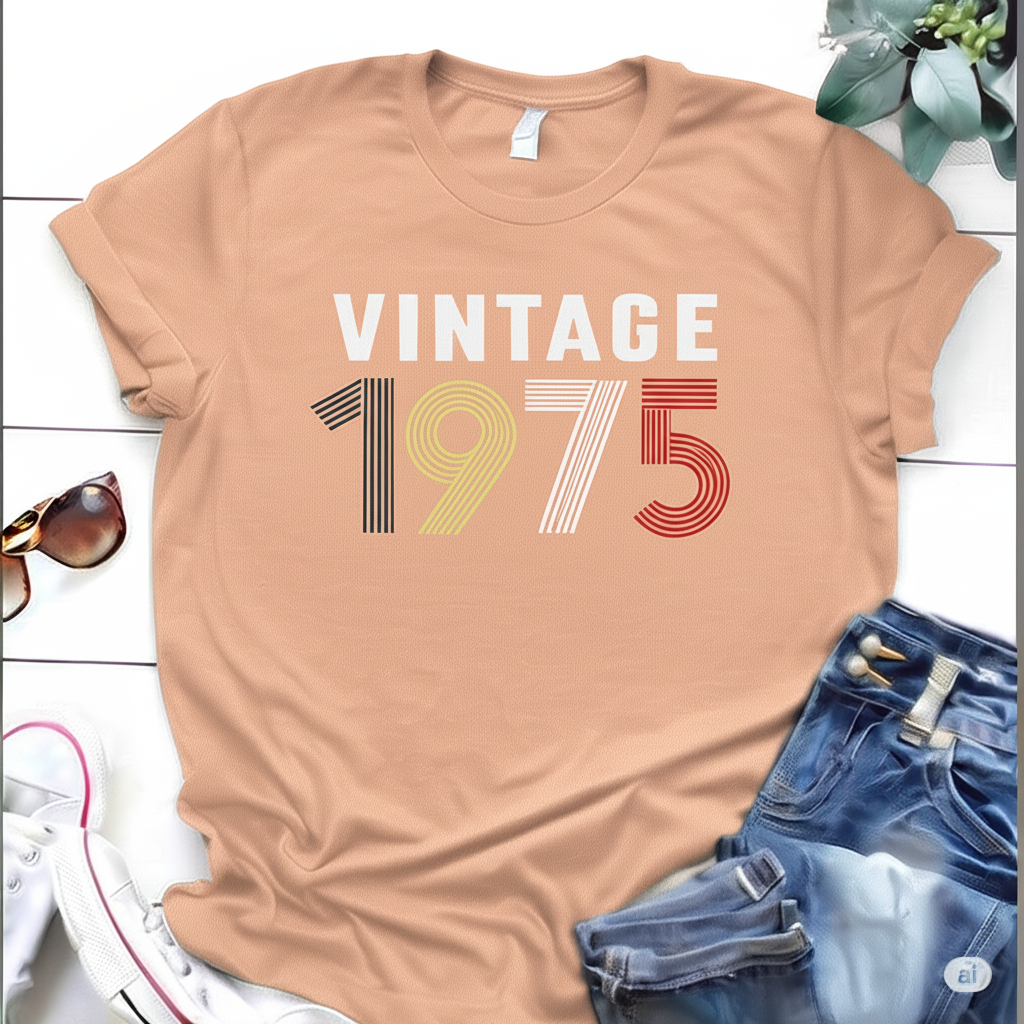 Vintage 1975 Birthday T Shirt | Birthday Party T-Shirt  | Unisex T-Shirts