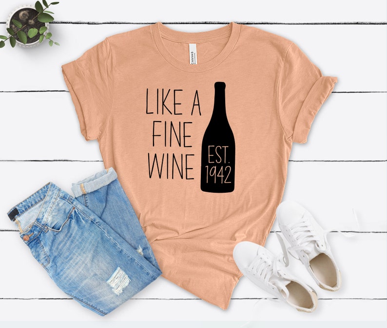 Fine Wine Est 1942 Birthday Shirt | 81st Birthday Party T-Shirt Cotton - Vintage tees for Women