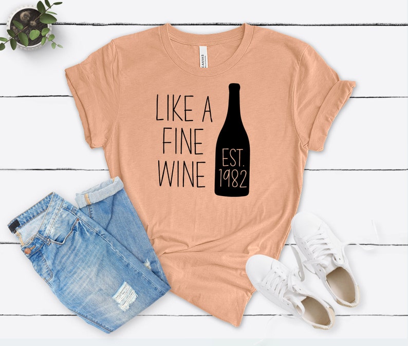 Fine Wine Est 1982 Birthday Shirt | 41st Birthday Party T-Shirt Cotton - Vintage tees for Women