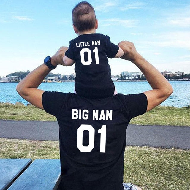 Family matching Look outfits father and son big / little man Dad / baby summer T-shirt - Vintage tees for Women