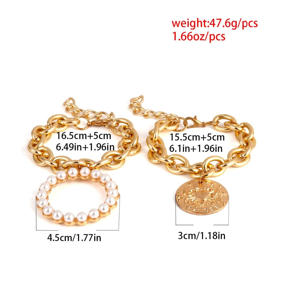 Exaggerated Charm Pearl Crab Pendant Bracelet | Cuff Bracelets Bangles Female Gifts - Vintage tees for Women