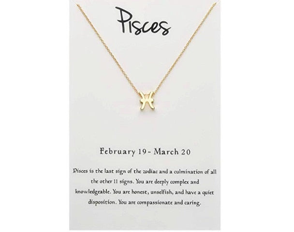 Birthday Gifts 12 Constellation Zodiac Pendant Necklace With White Card - Vintage tees for Women