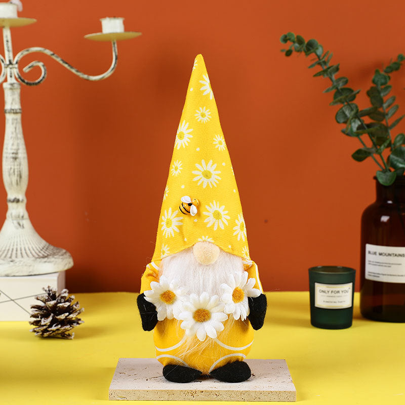 New bee festival faceless doll cute dwarf doll Rudolph doll ornaments window decoration - Vintage tees for Women