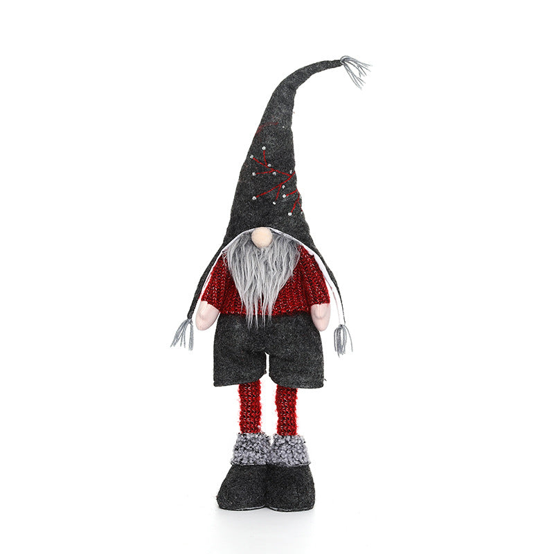 New Christmas decorations telescopic faceless doll pointed hat standing doll - Vintage tees for Women