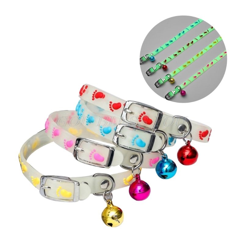 Pet Glowing Collars with Bells | Glow at Night Dogs Cats Necklace - Vintage tees for Women
