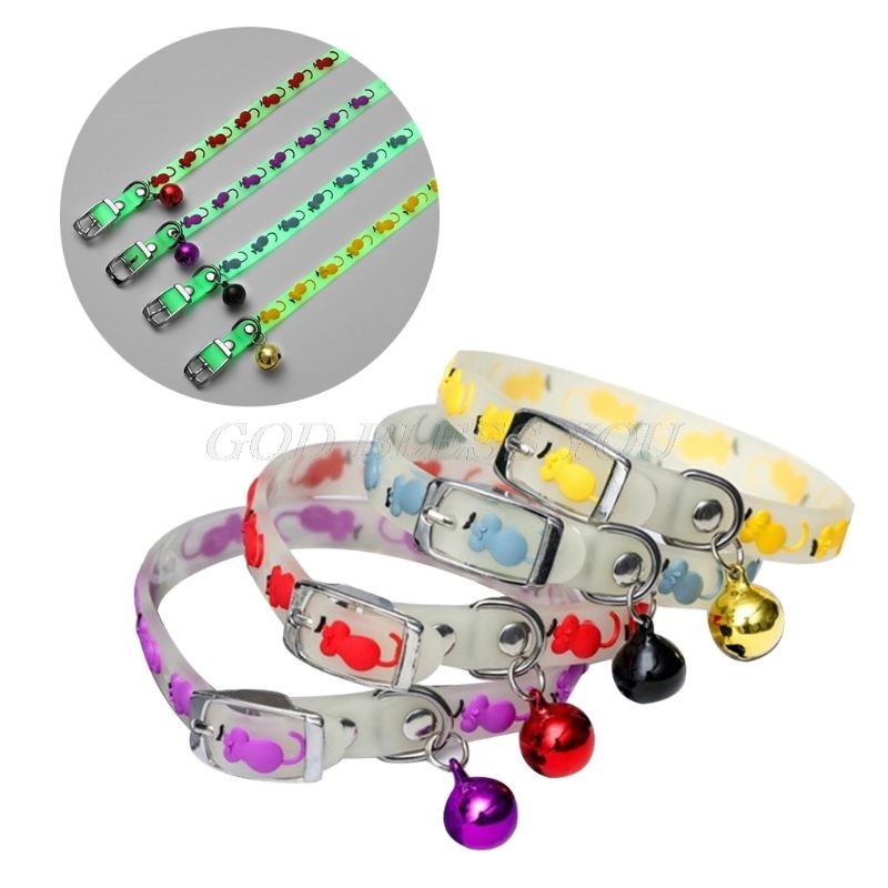Pet Glowing Collars with Bells | Glow at Night Dogs Cats Necklace - Vintage tees for Women