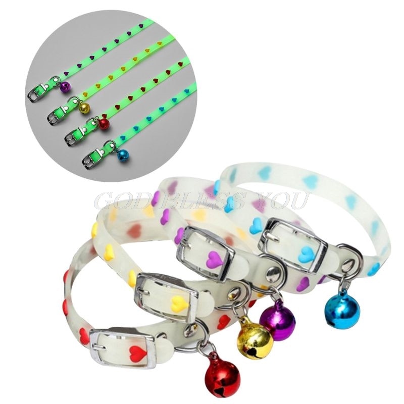 Pet Glowing Collars with Bells | Glow at Night Dogs Cats Necklace - Vintage tees for Women