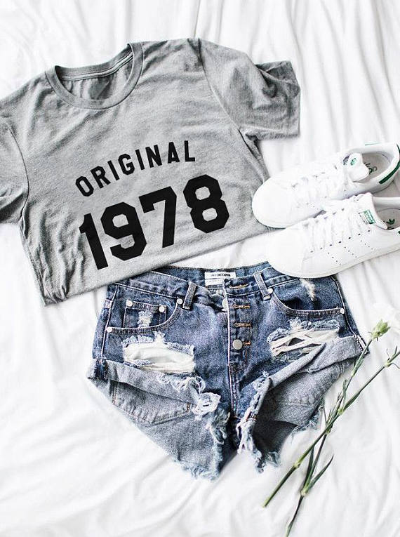 45th Birthday T-shirt | 1978 O neck Summer Top T-Shirts - Vintage tees for Women