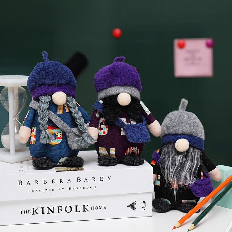 New school season dwarf Rudolph back school bag faceless dwarf doll college kindergarten decorations - Vintage tees for Women