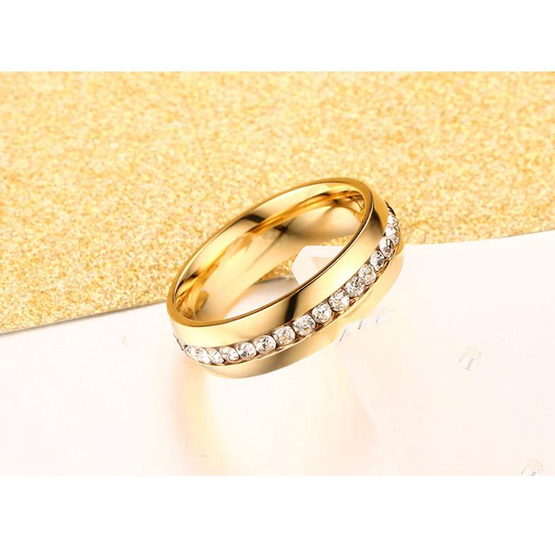 crystal wedding ring for women 6mm stainless steel engagement - Vintage tees for Women