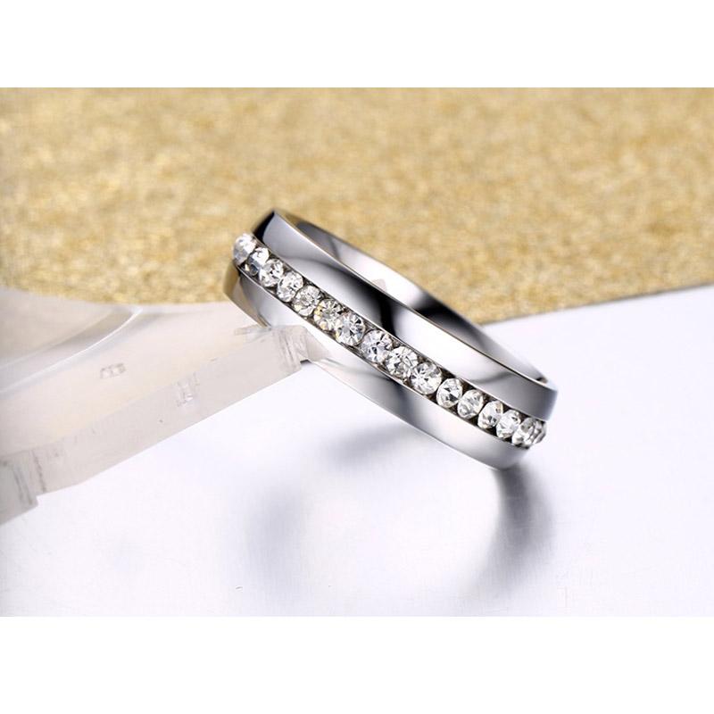 crystal wedding ring for women 6mm stainless steel engagement - Vintage tees for Women