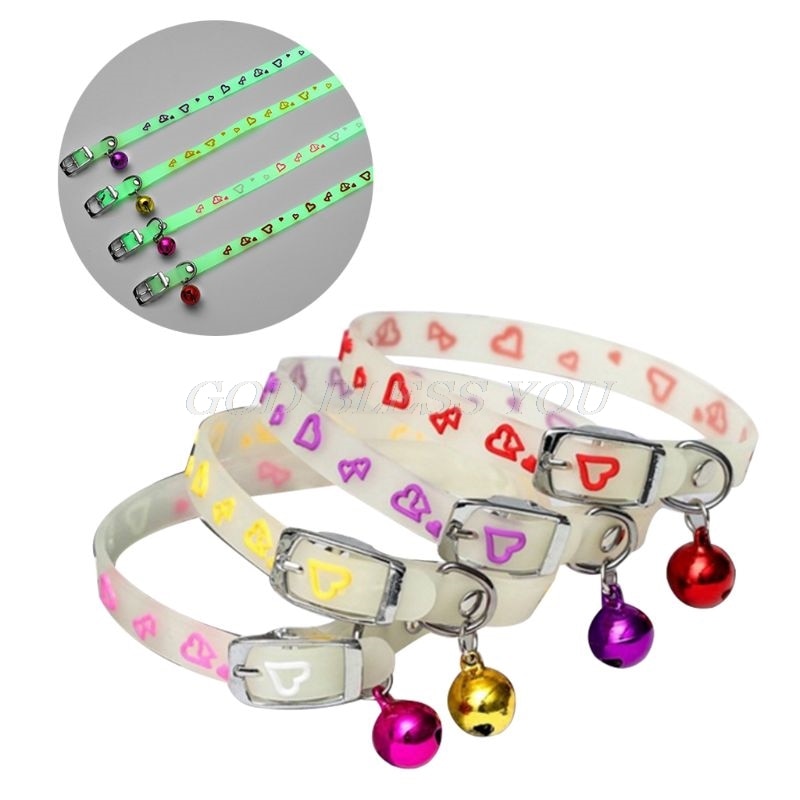 Pet Glowing Collars with Bells | Glow at Night Dogs Cats Necklace - Vintage tees for Women