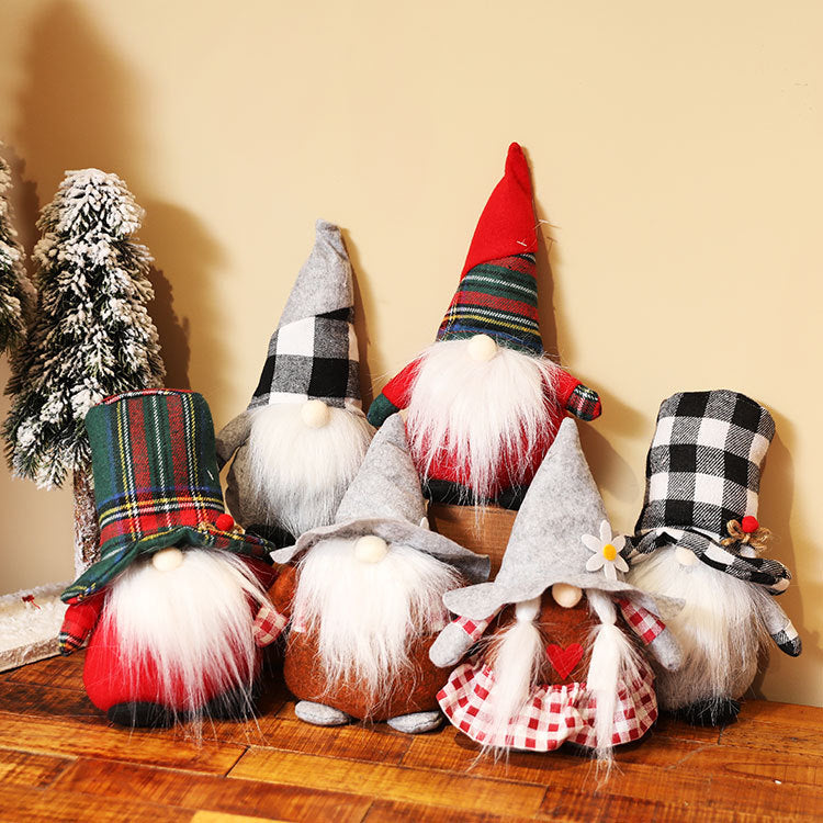 Lucky Snow New Christmas Decorations Forest Old Man Rudolph Faceless Doll Doll Short Leg Dwarf - Vintage tees for Women