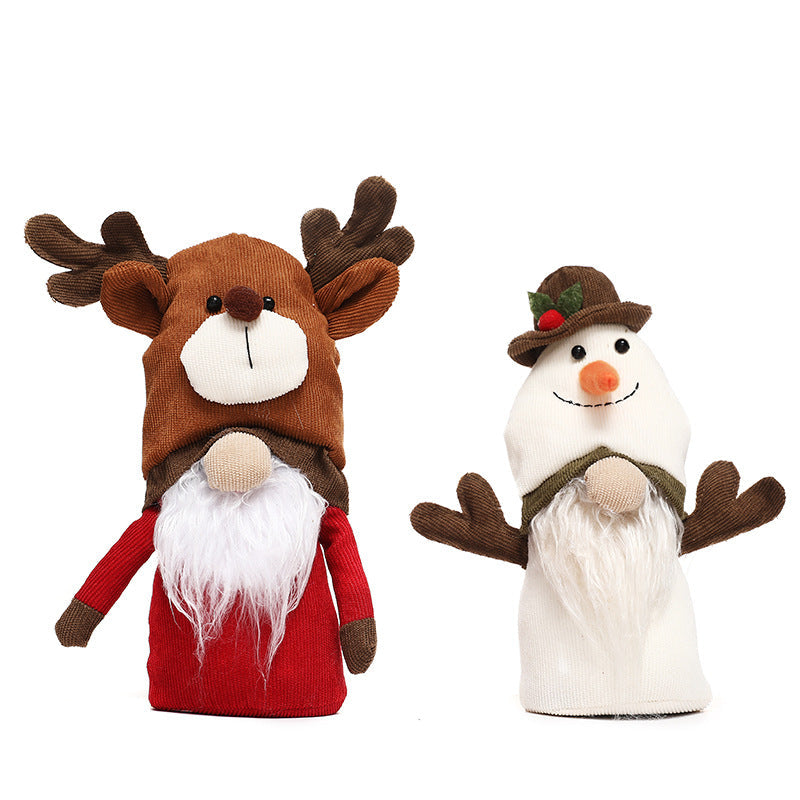 New Christmas decorations double-headed Rudolph doll snowman dress up - Vintage tees for Women
