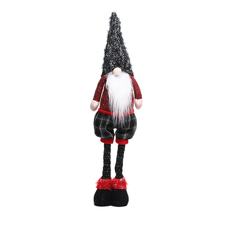 New Christmas decorations retractable faceless doll red and gray pointed hat standing doll - Vintage tees for Women