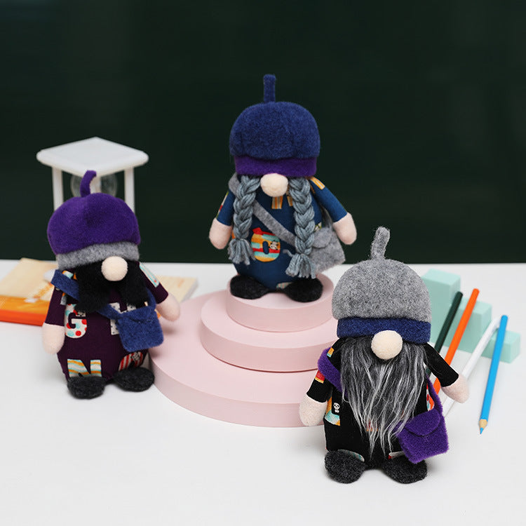 New school season dwarf Rudolph back school bag faceless dwarf doll college kindergarten decorations - Vintage tees for Women