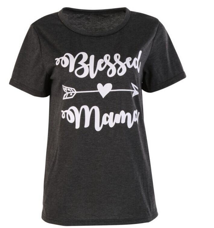 Blessed Mama | Women T-Shirt | O-Neck Short Sleeve Top - Vintage tees for Women