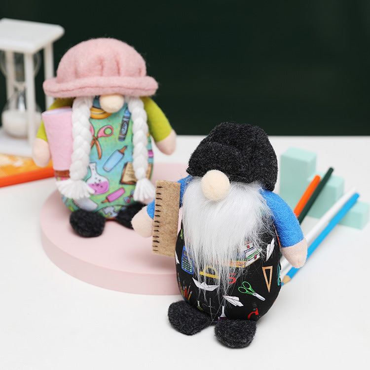 New school dwarf Rudolph faceless doll round hat dwarf doll college kindergarten decorations - Vintage tees for Women