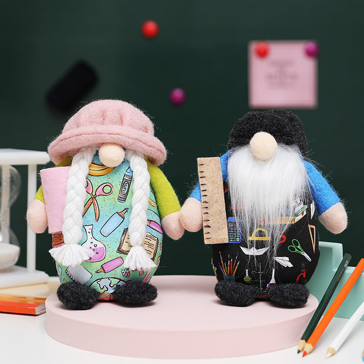 New school dwarf Rudolph faceless doll round hat dwarf doll college kindergarten decorations - Vintage tees for Women