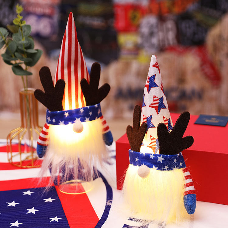 American Independence Day National Day Lighting Faceless Old Man Plush Dwarf Cross-border Rudolph Decorations Children's Gifts - Vintage tees for Women