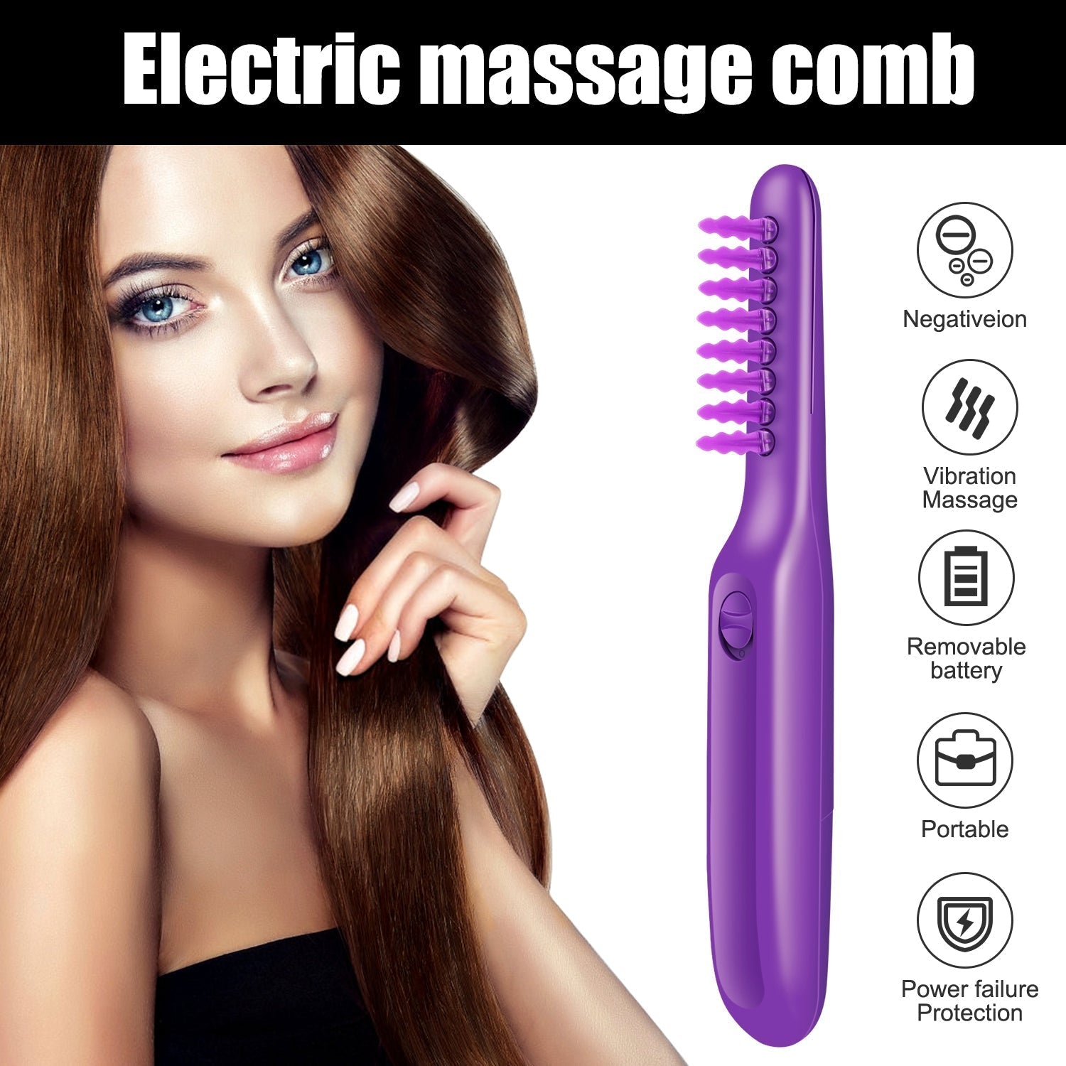 Portable Electric Detangling Wet or Dry Tame The Mane Electric Detangling Brush with Brush Cover, Adults & Kids - Vintage tees for Women