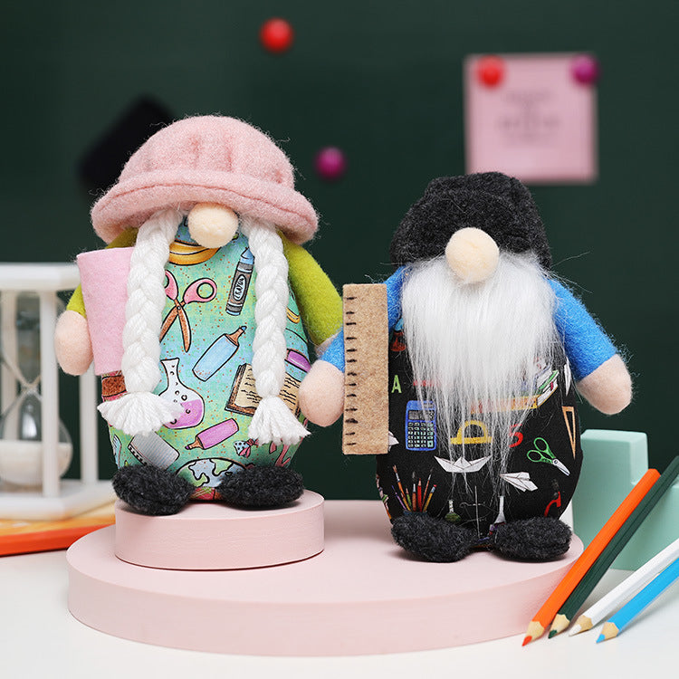 New school dwarf Rudolph faceless doll round hat dwarf doll college kindergarten decorations - Vintage tees for Women