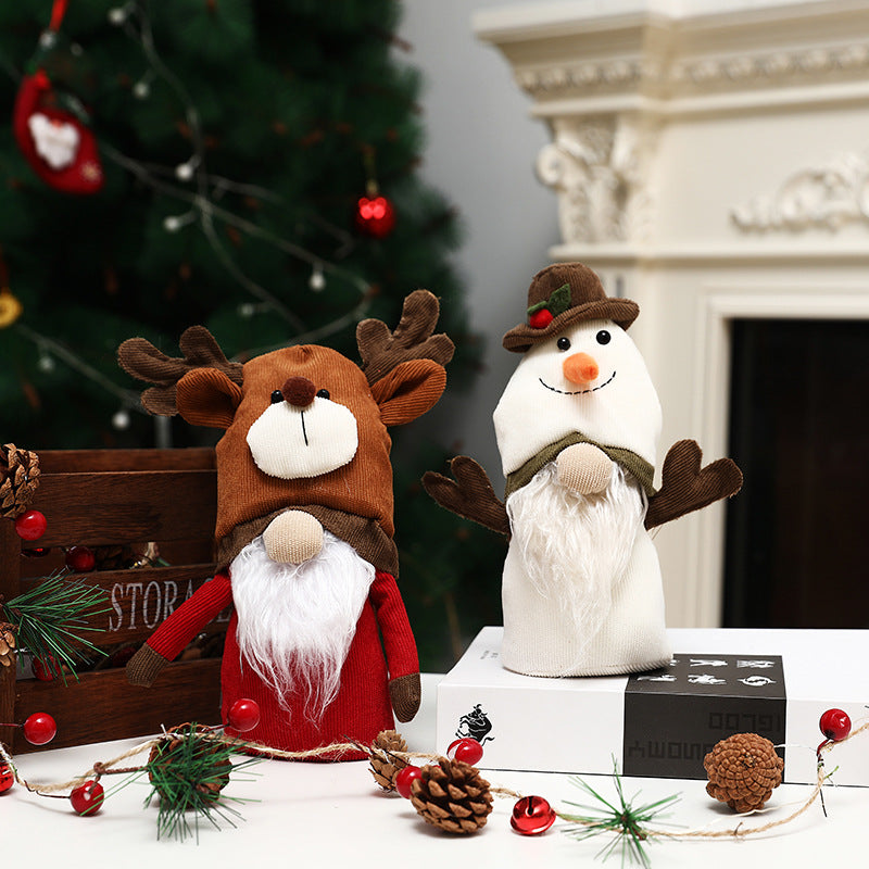 New Christmas decorations double-headed Rudolph doll snowman dress up - Vintage tees for Women