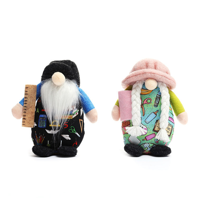 New school dwarf Rudolph faceless doll round hat dwarf doll college kindergarten decorations - Vintage tees for Women