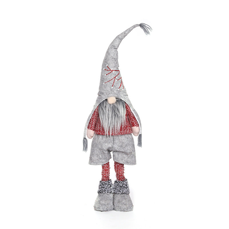 New Christmas decorations telescopic faceless doll pointed hat standing doll - Vintage tees for Women
