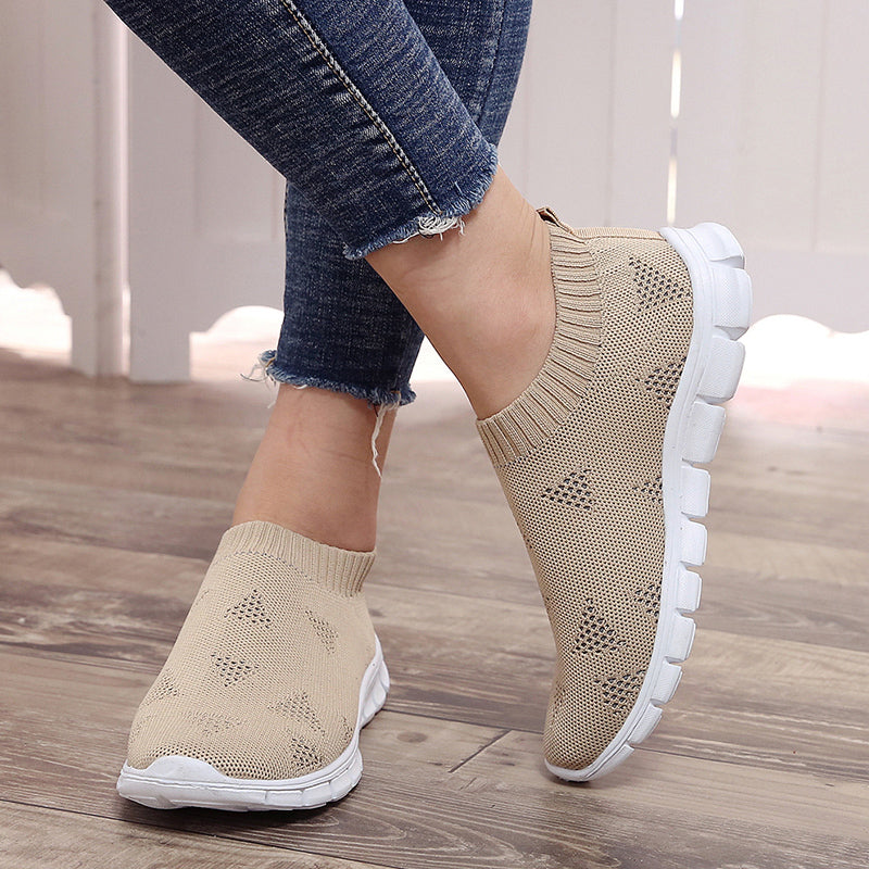 Womens Plus Size 43 Breathable Sneakers | Women Slip on Soft Ladies Casual Running Shoes - Vintage tees for Women