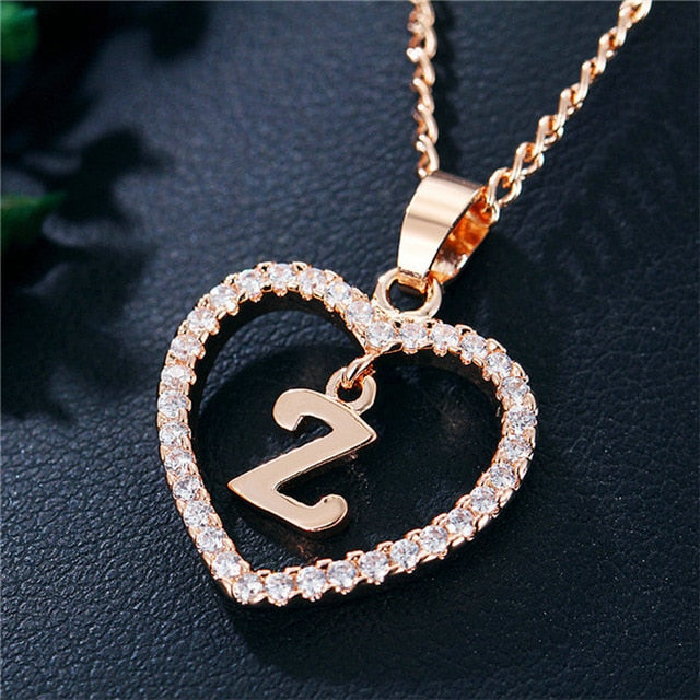 Romantic Love Pendant Necklace For Girls | Women Rhinestone Initial Letter Necklace - Vintage tees for Women