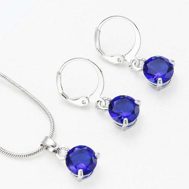 Necklace Crystal Earrings Jewelry Sets - Vintage tees for Women