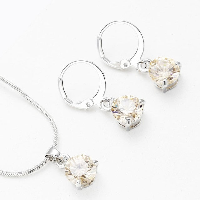 Necklace Crystal Earrings Jewelry Sets - Vintage tees for Women