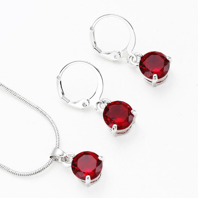 Necklace Crystal Earrings Jewelry Sets - Vintage tees for Women