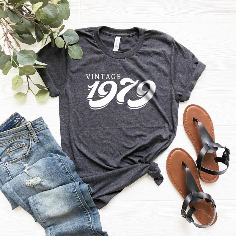 Vintage 1979 Birthday T-Shirt | 44th Birthday Gift | Short Sleeve - Vintage tees for Women